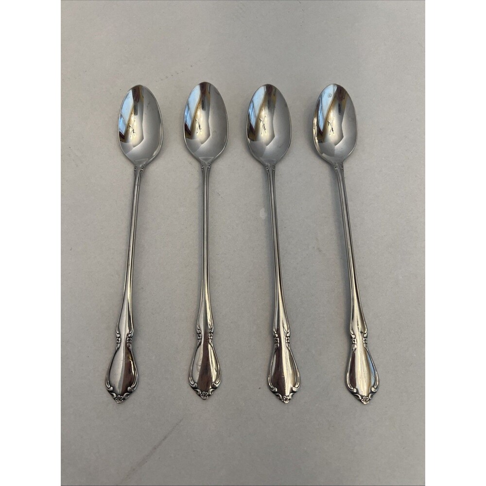 Oneidacraft DELUXE CHATEAU Iced Tea Spoons Stainless Flatware Set 4 Replacements